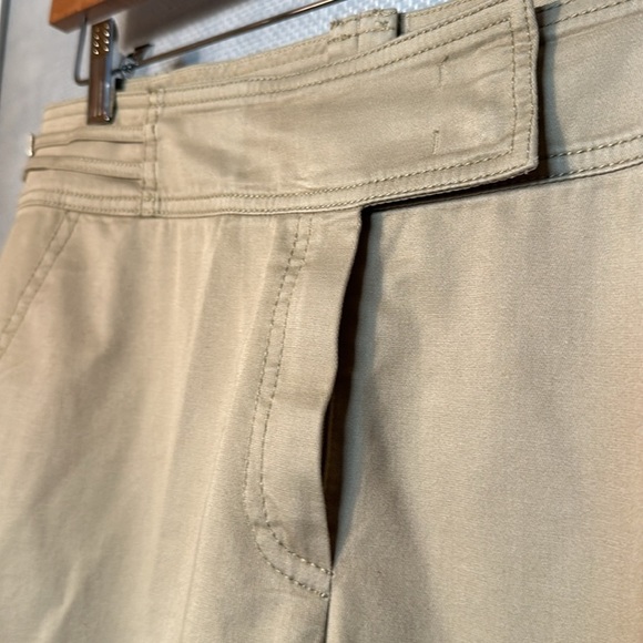 Escada Cotton Silk Blend tan with fun waist slight stretch pants sz 40 / us 10 - Picture 2 of 12